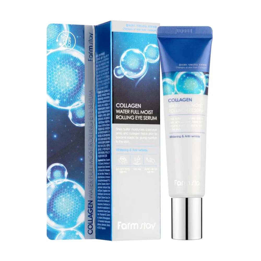 FARMSTAY HYALURONIC Krem z kwasem hialuronowym+Farmstay Colagen pod oczy. Gratis Jadeit 6 farmstay collagen przeciwzmarszczkowy roller krem pod oczy, 25 ml