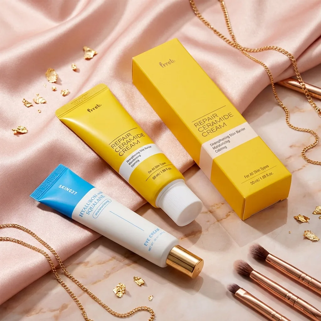 PRRETI Krem z ceramidami, Kolagenowe serum pod oczy Zestaw. 1 Kremy ceramidowy i kolagenowy